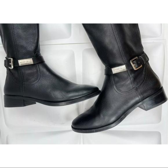 Antonio Melani Womens Sz 6M 6 Black Leather Buckle Riding Boots - Picture 3 of 13